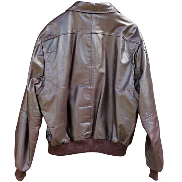 Vintage 1980s Member's Only Leather Bomber Jacket 44 Brown Korea Zip Liner JRB - Picture 5 of 10